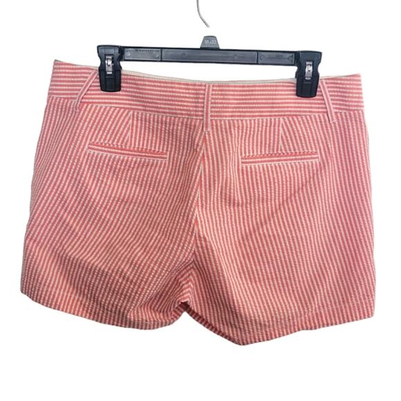 Size 8 J. Crew City Fit salmon pink and white striped seersucker shorts - Picture 2 of 5